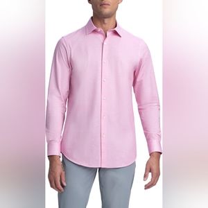 BUGATCHI MEN'S STRETCH COTTON LONG SLEEVE BUTTON UP PINK NWT